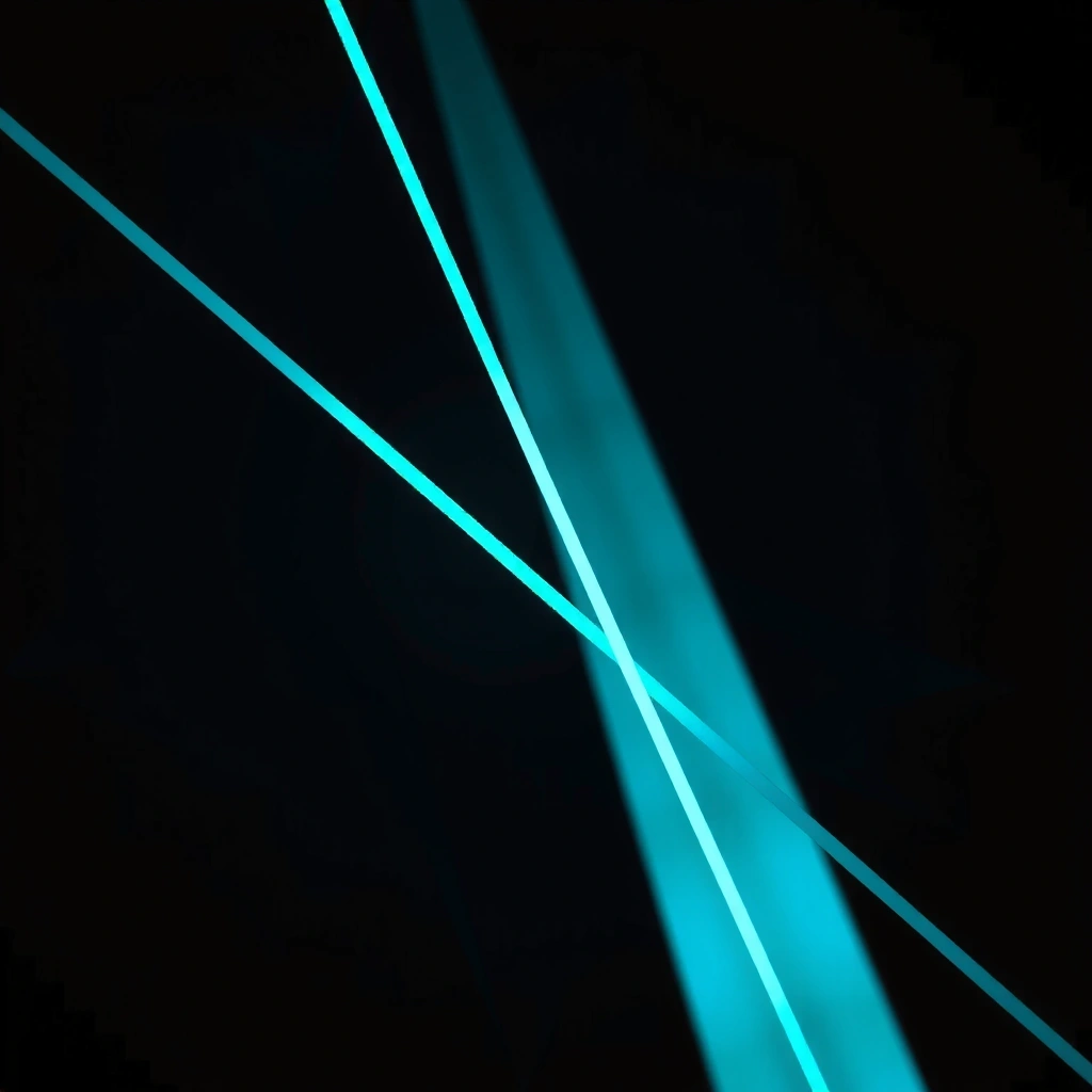 Abstract geometric cyan lines on dark background